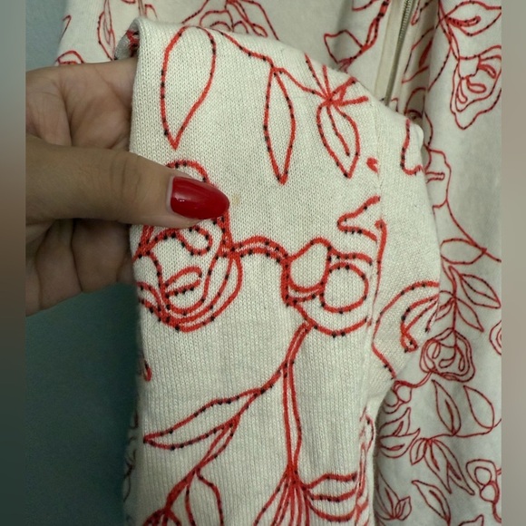 St. John Sport by Marie Gray Red Floral Zip Up Sweater - Picture 8 of 9